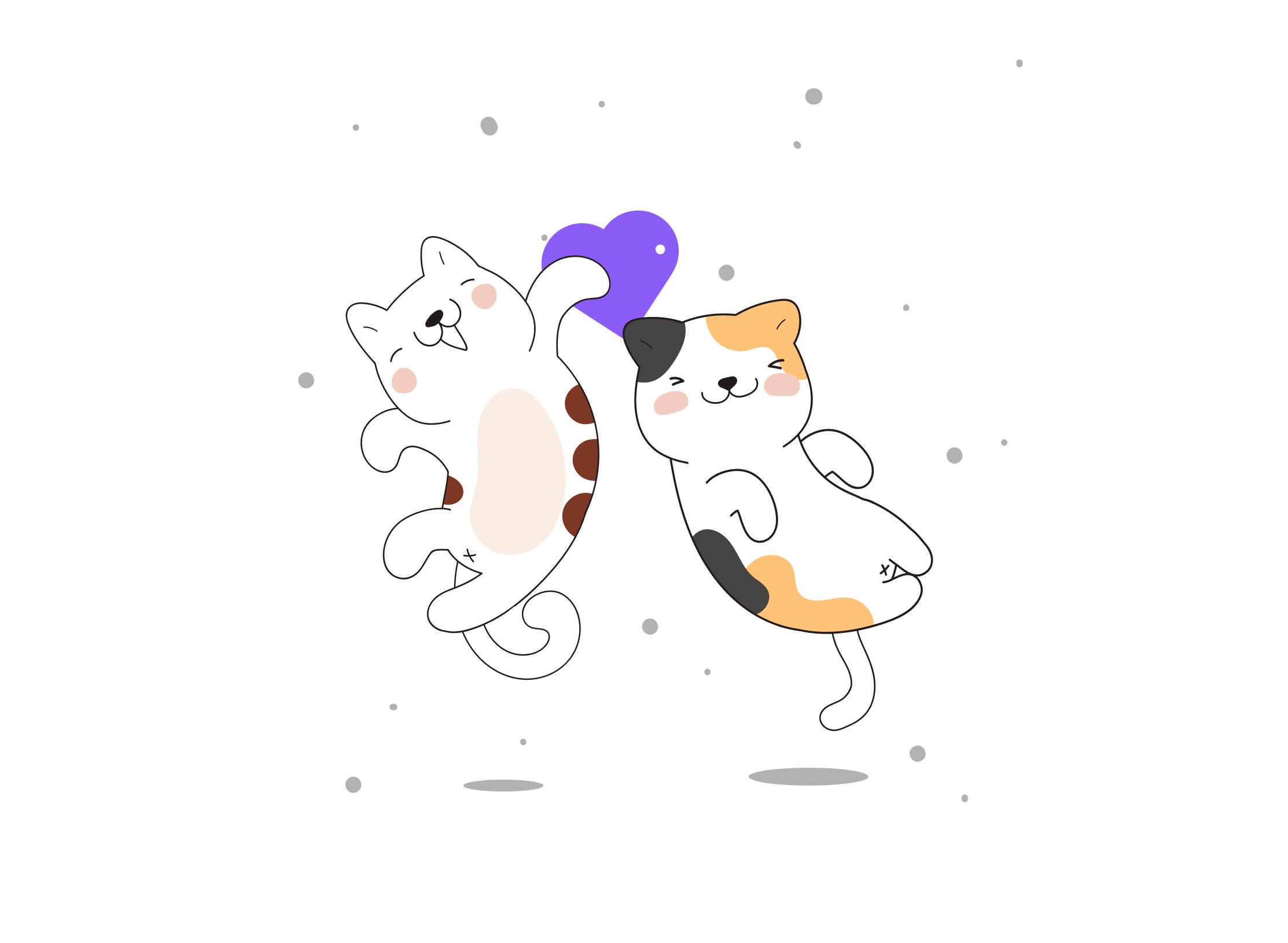 Two illustrated cats with a heart — closing illustration